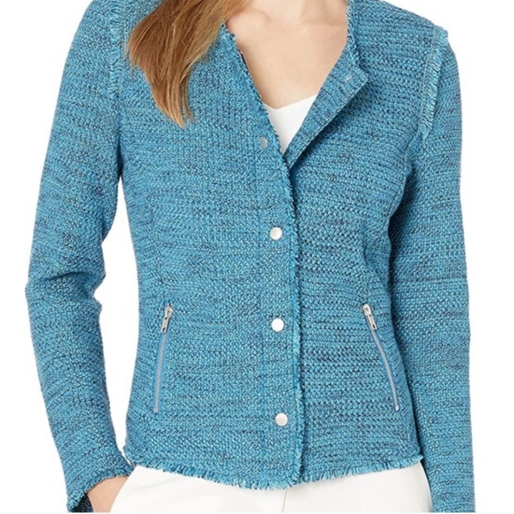 NIC + ZOE Cropped Tweed Boucle Button-Up Jacket